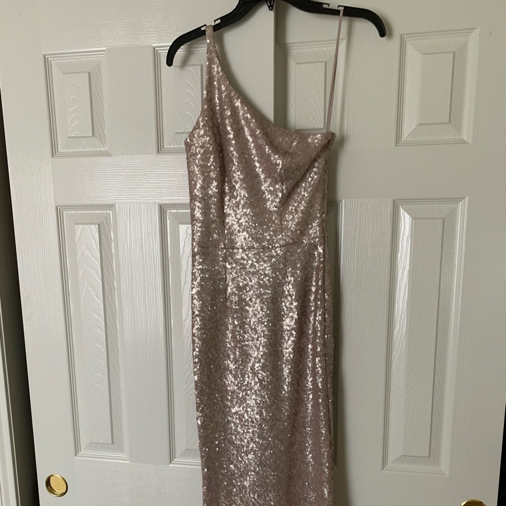 shoulder Rose gold/champagne bridesmaid/prom Dress